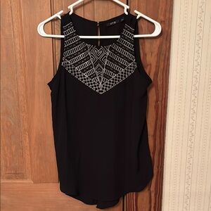 Black Sleeveless Top with Geometric Design